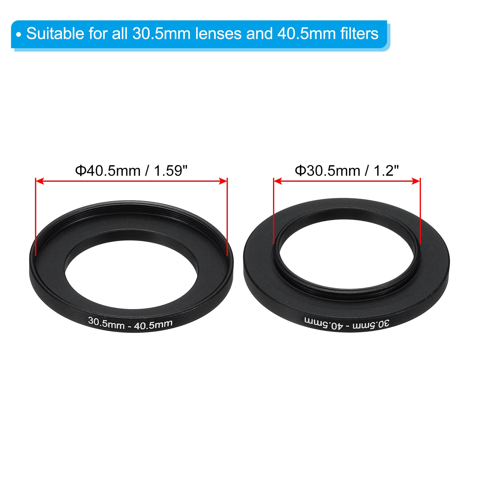30.5mm-40.5mm Step Up Ring Camera Lens Filter Adapter with Cloth