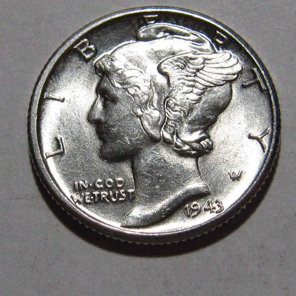 1943 D Mercury Dime BU Full Split Bands