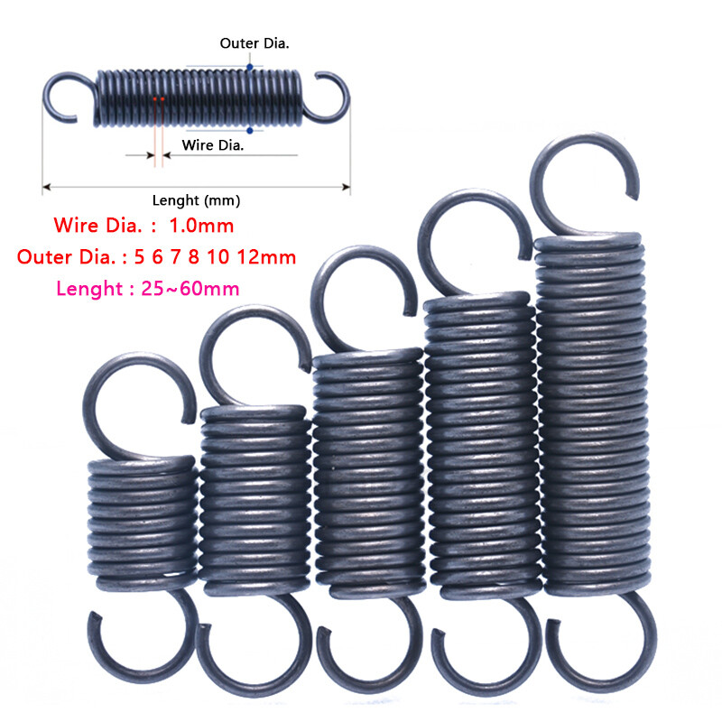 Expansion Springs Extension Tension Spring Wire Diameter 1mm Outer Dia. 5mm-12mm