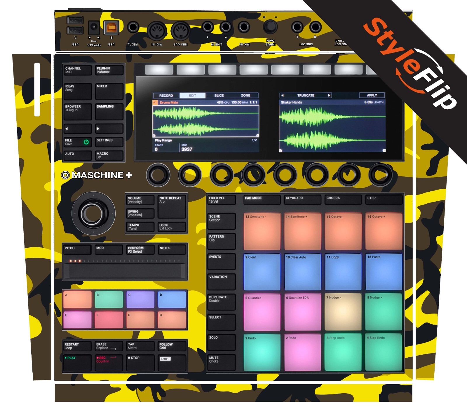 Native Instruments Maschine Plus | Yellow Camo | Protective Decal | Syleflip