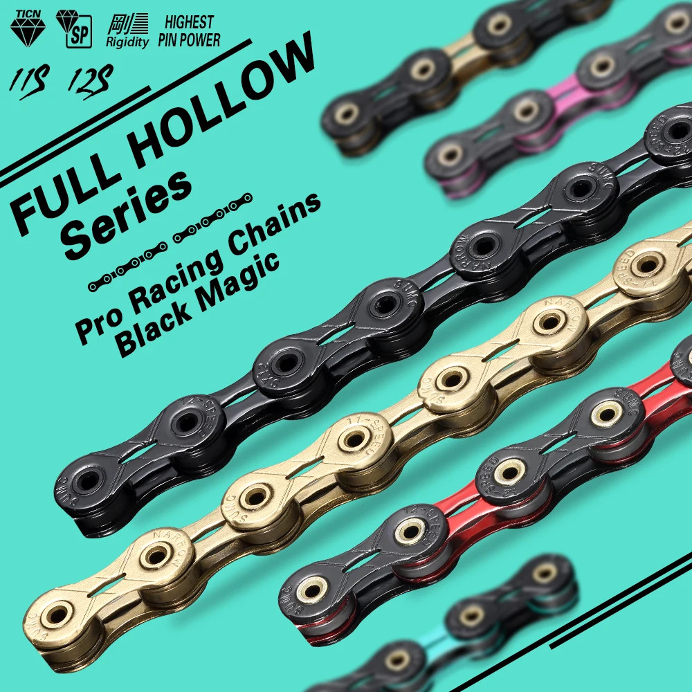 SUMC 11S Diamond Coated Bike Chain 11 Speed MTB Road Full Hollow Ultralight