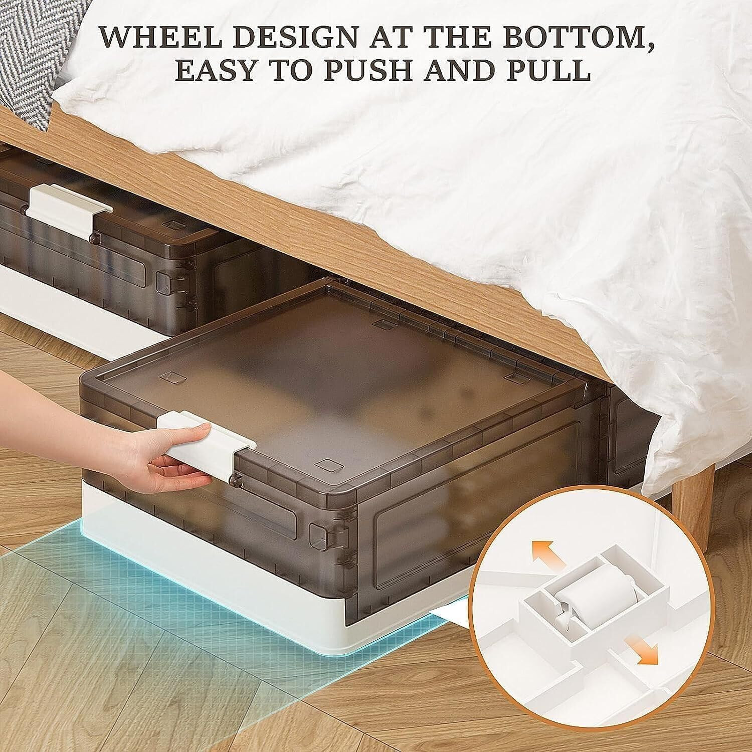 Under Bed Storage Containers, Stackable under Bed Rolling Storage Plastic Contai