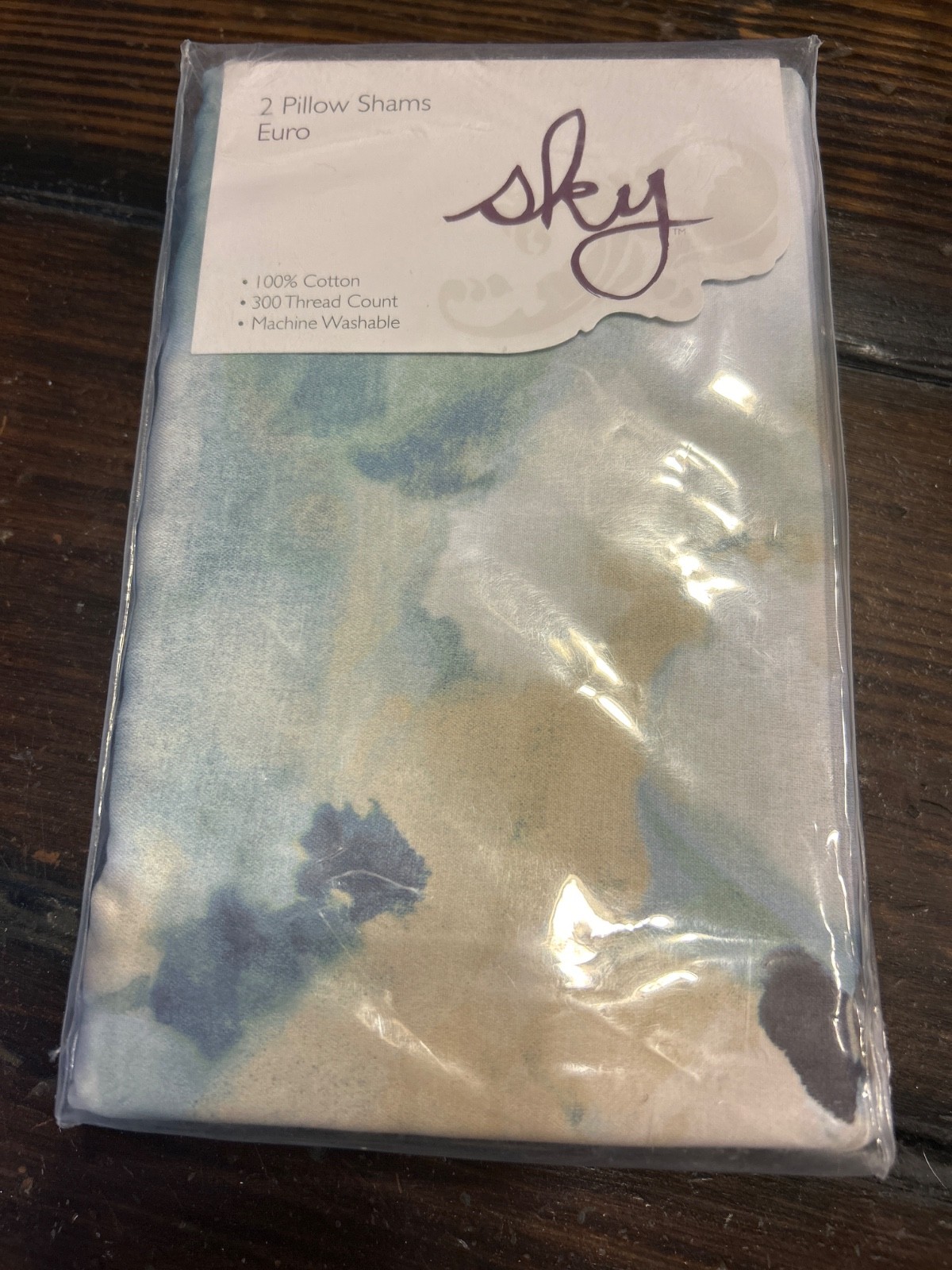 Sky Linens Freya Inky Floral European Pillow Sham Set 2 Covers Only New Blue