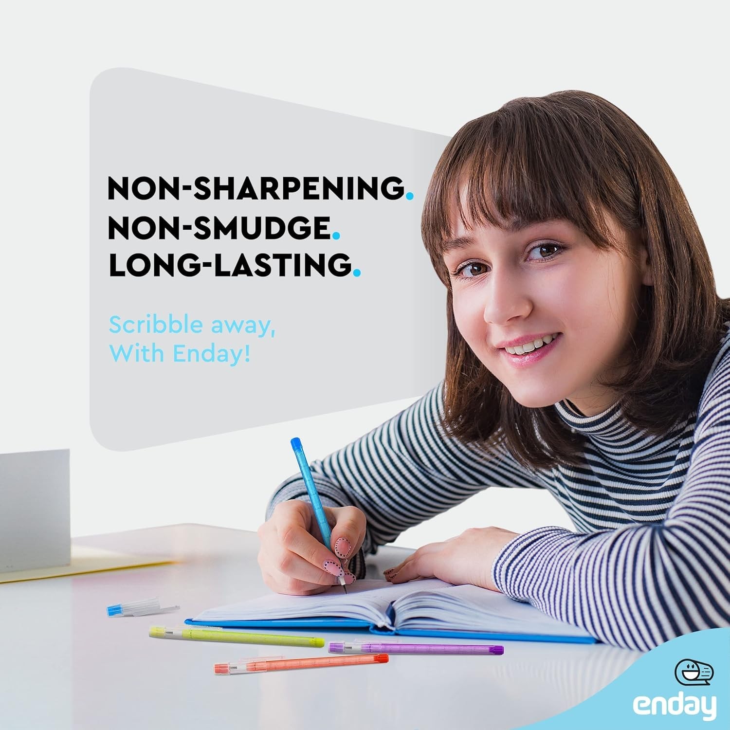No 2 HB Translucent Pencils Multipoint Non-Sharpening Stackable Pencil with Matc