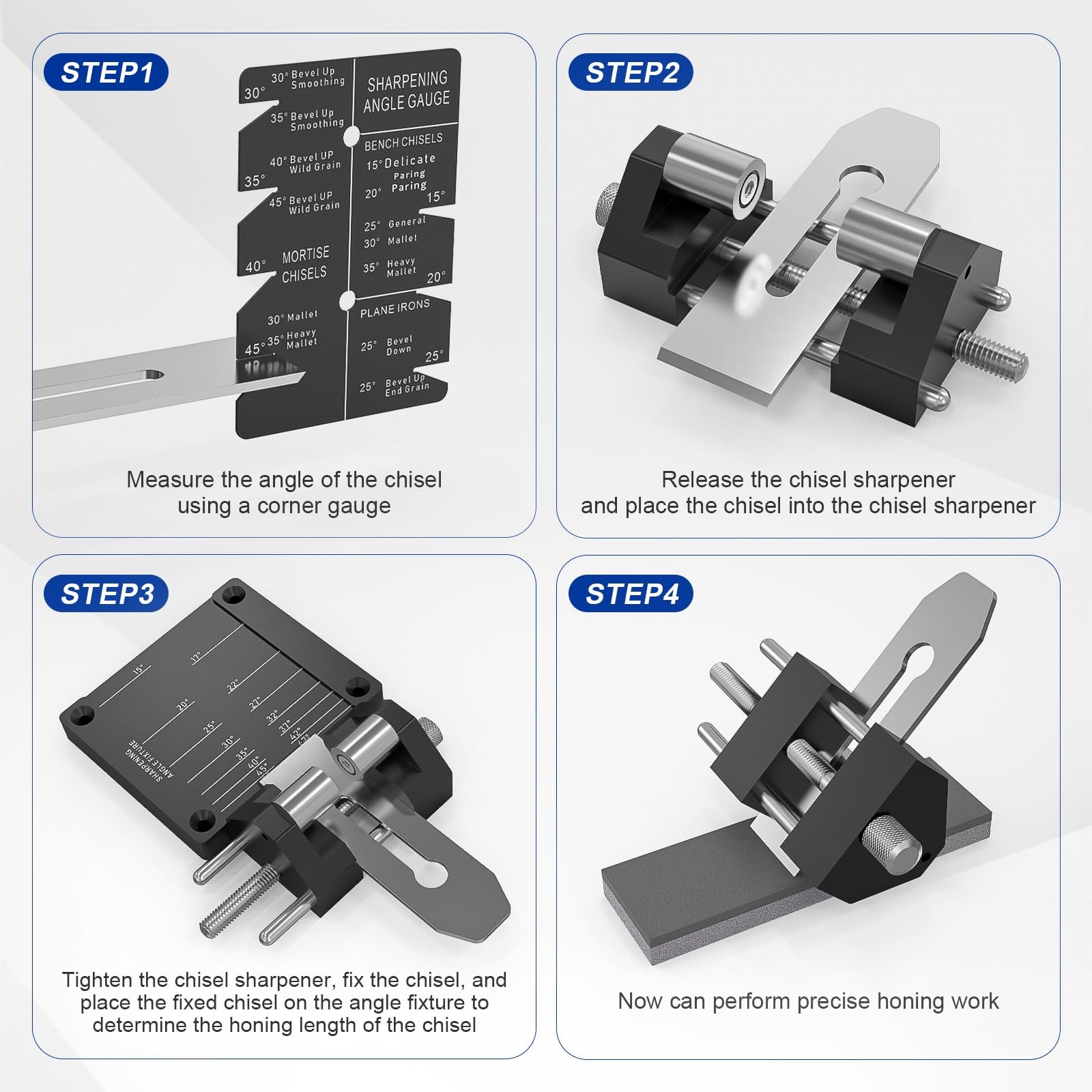 Precise Chisel Sharpening Jig Kit, Honing Guide System for Woodworking Chisel...