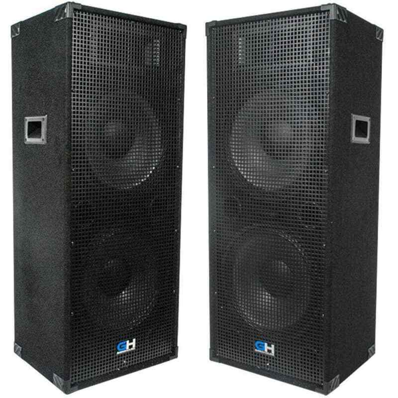 Pair of Passive Dual 15 Inch 2-Way PA/DJ Loudspeaker Cabinets - 1450 Watts each