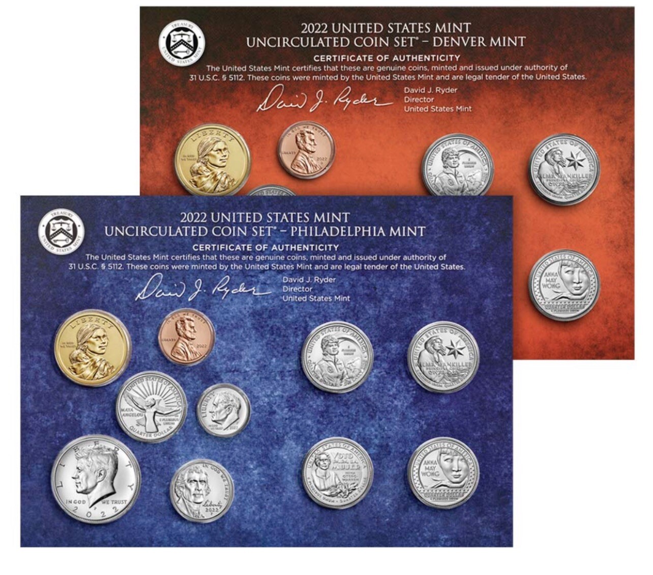 2022 United States Mint Uncirculated Coin Set D - P 20 Coins Sealed Box #C396