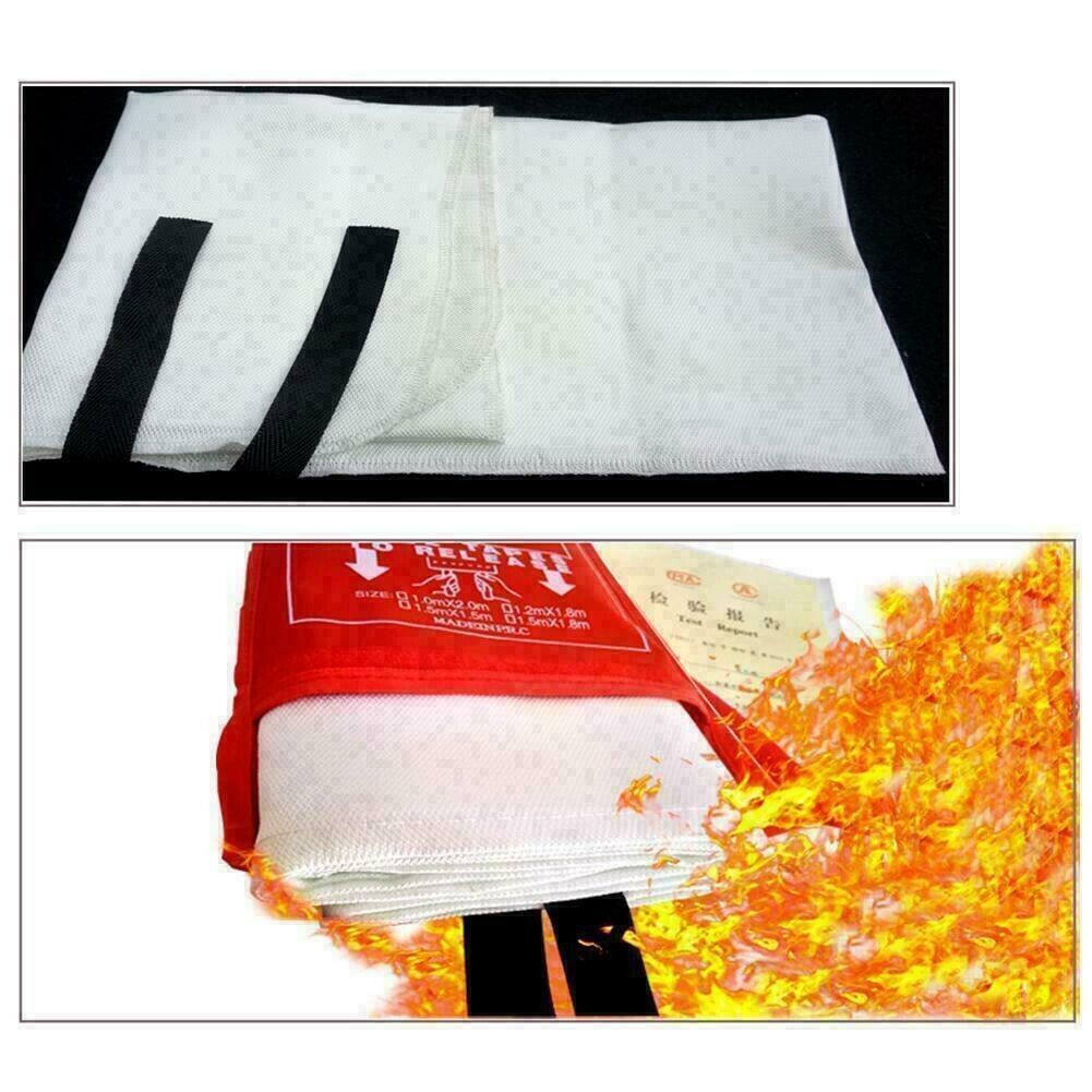 2PCLarge Fire Blanket Fireproof For Home Kitchen Office Caravan Emergency Safety