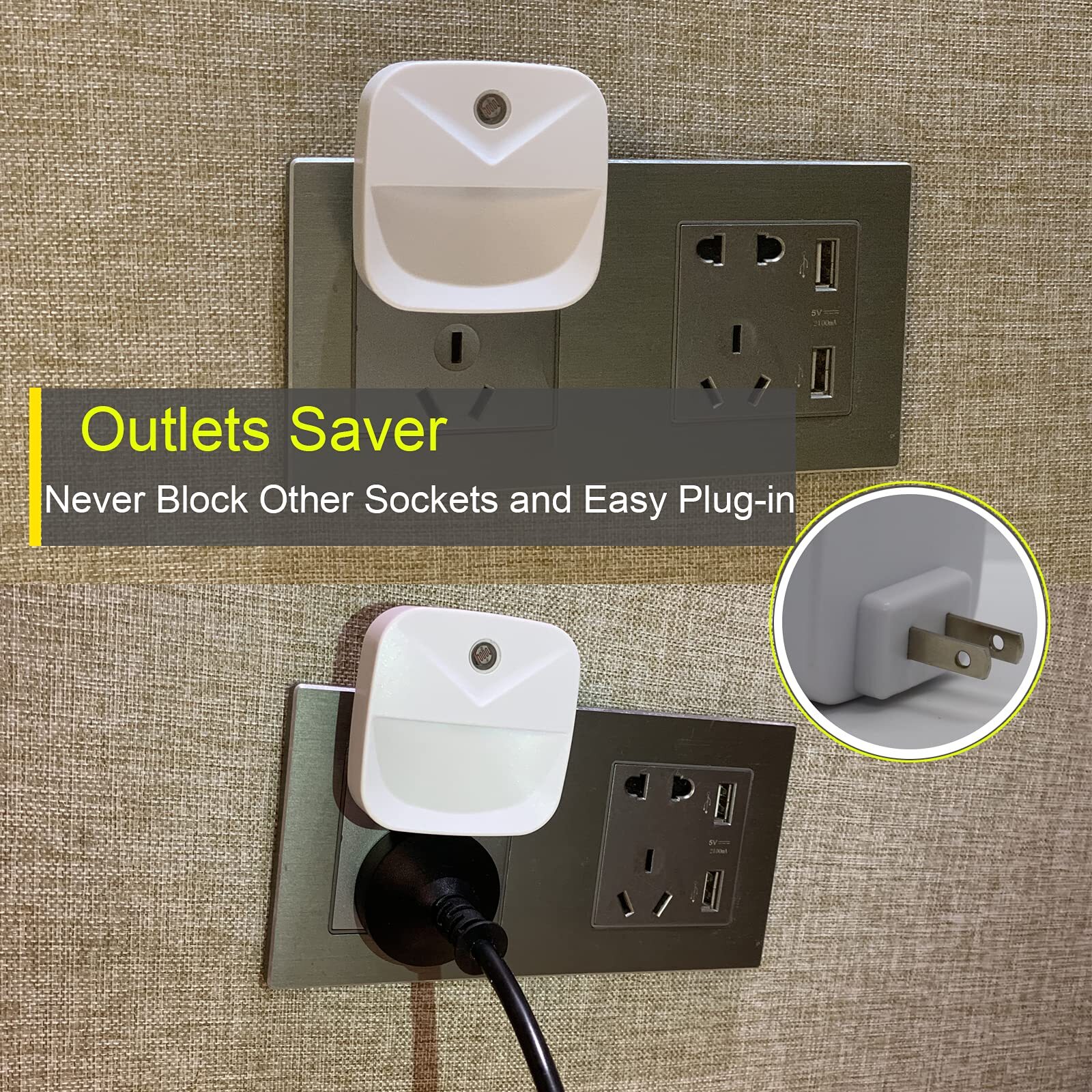 6 Pack Night Light Plug in,White LED Nightlights with Smart Dusk to Dawn Sensor,
