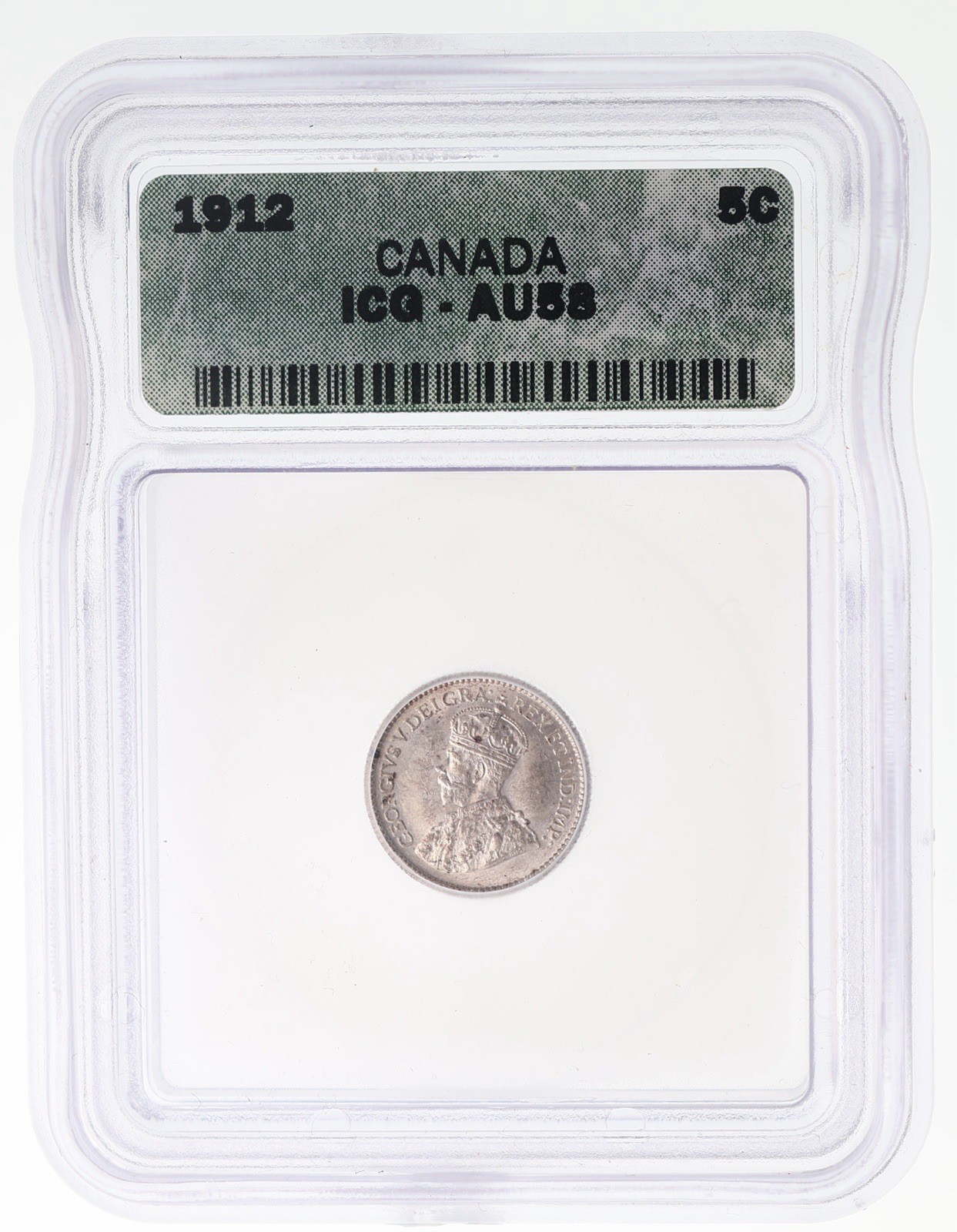 1912 Canada 5 Cents - ICG AU58 -
