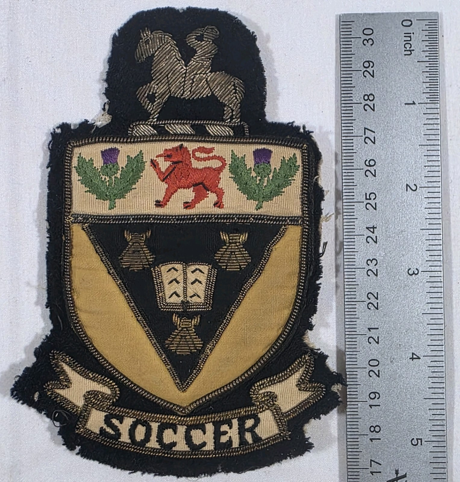 Antique Soccer Padded Patch RARE 5"x4"