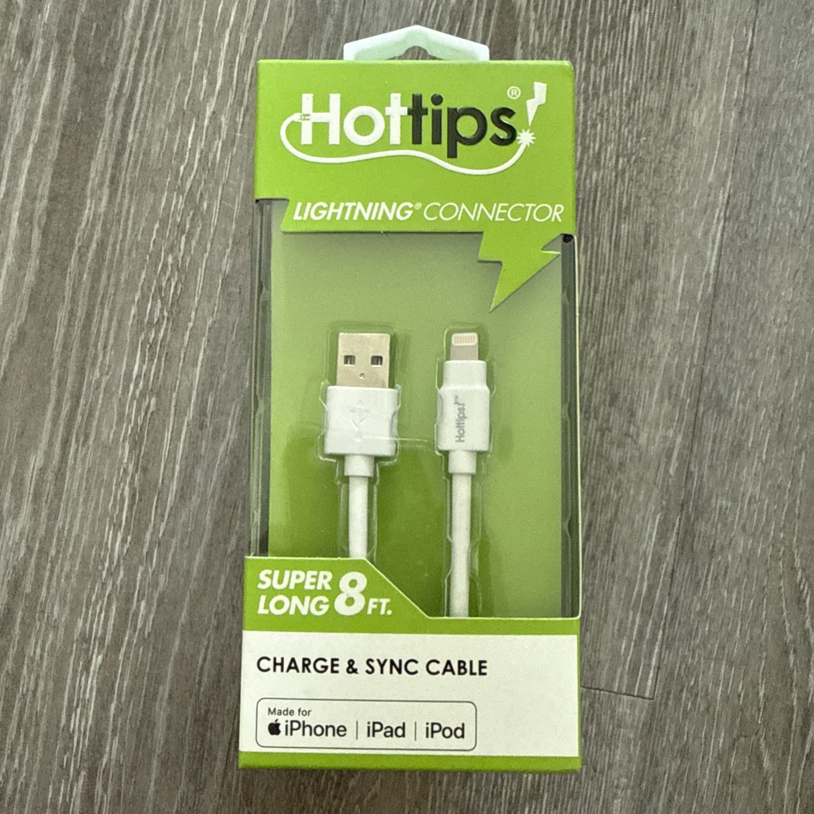 Hottips Lighting Connector Super LONG 8Ft Charge Sync Cable Iphone Cord Minder