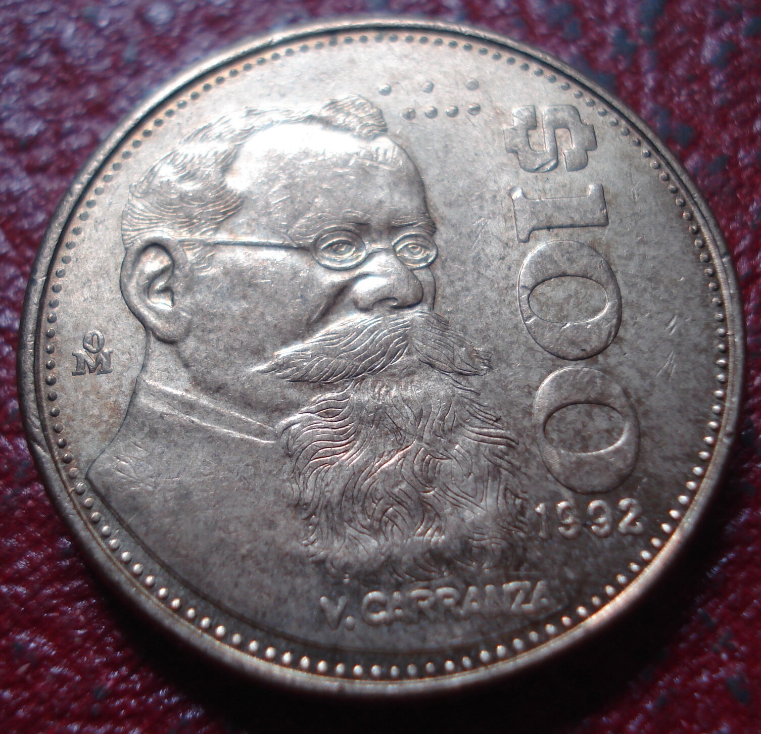 1992 MEXICO 100 PESOS IN AU CONDITION