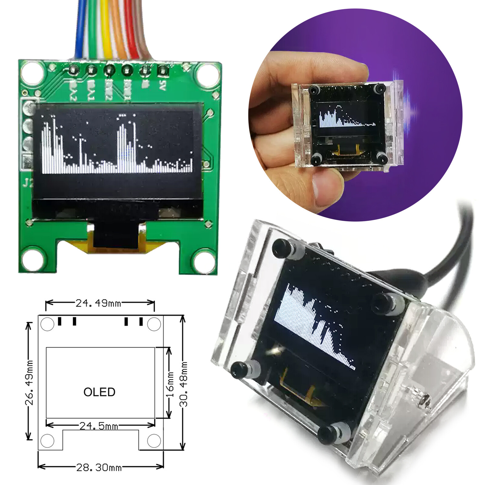 OLED Mini Music Spectrum Display Analyzer Audio Level Indicator VU Meter 8 Types