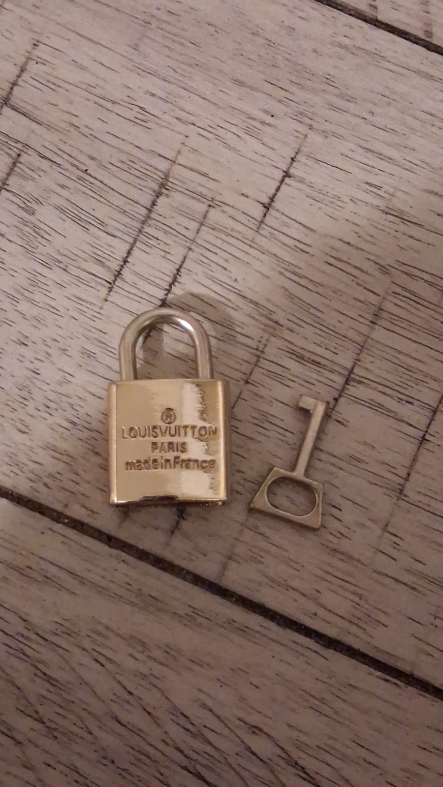 Louis Vuitton Paris Made in France Brass Padlock Lock & Key Set