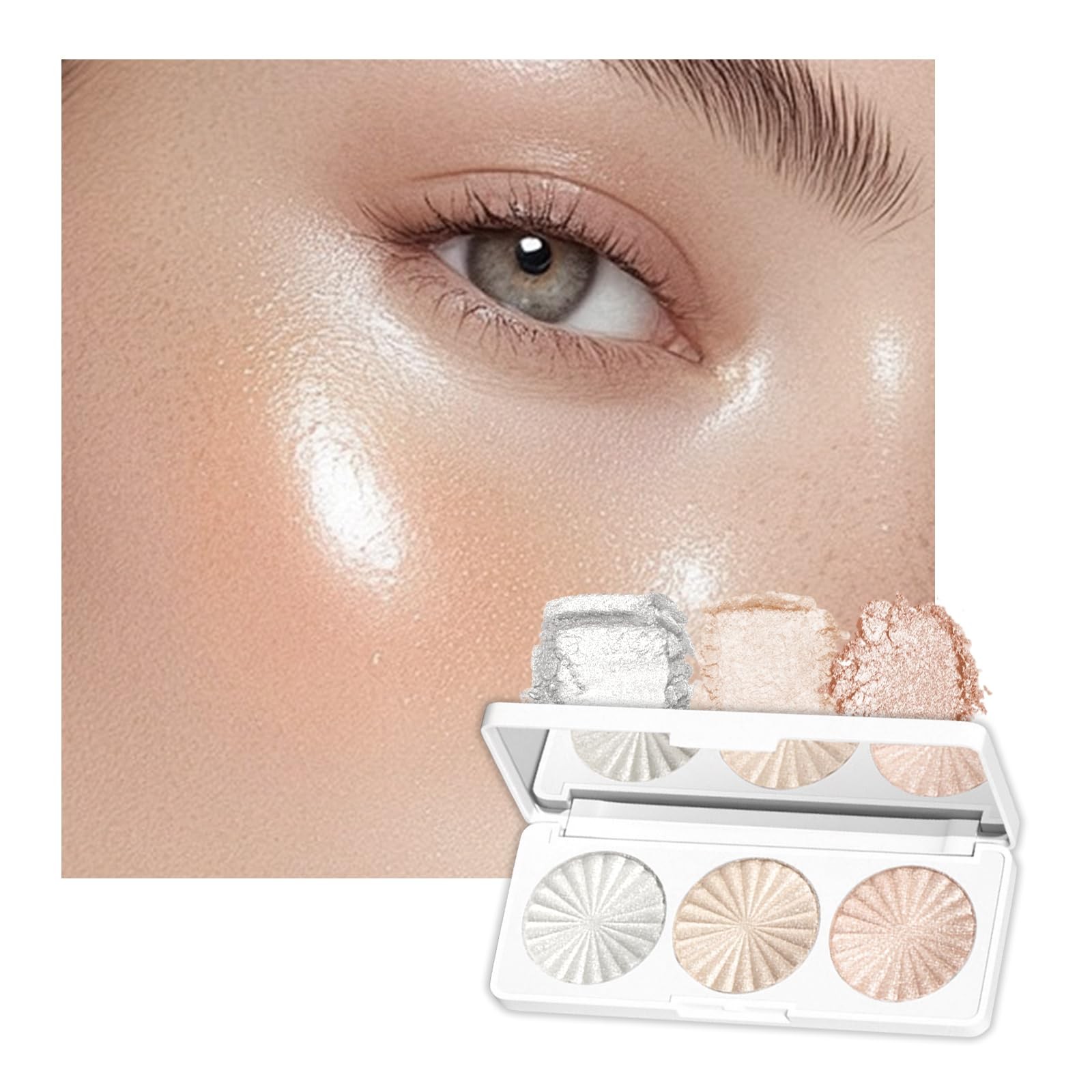 3 Colors Highlighter Makeup Palette, 1 Ounce (Pack of 1), Lunar Glow Trio
