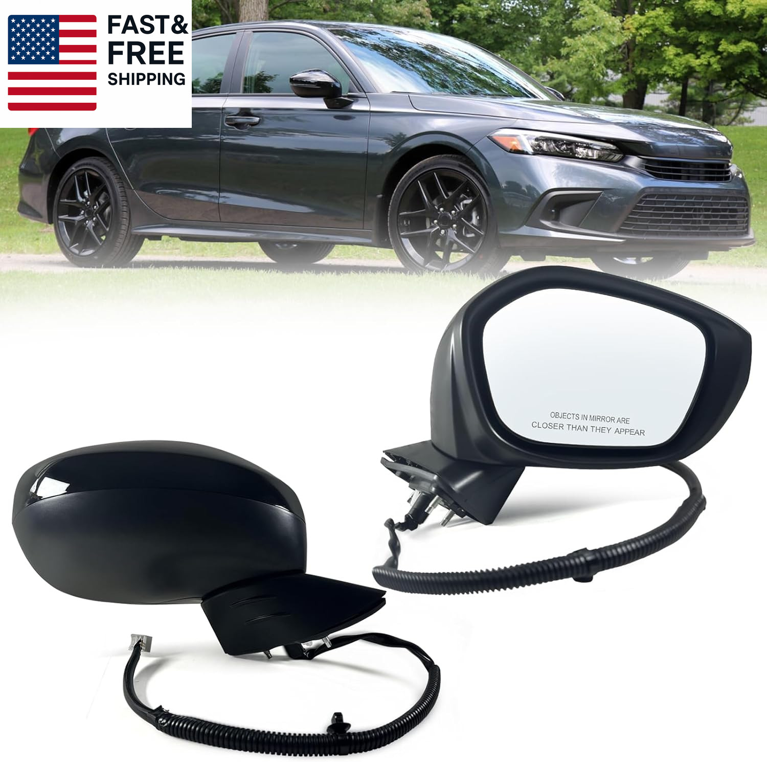 Right Passenger Side Mirror Fits 2022-2025 HONDA CIVIC Sedan/Hatchback with Pow