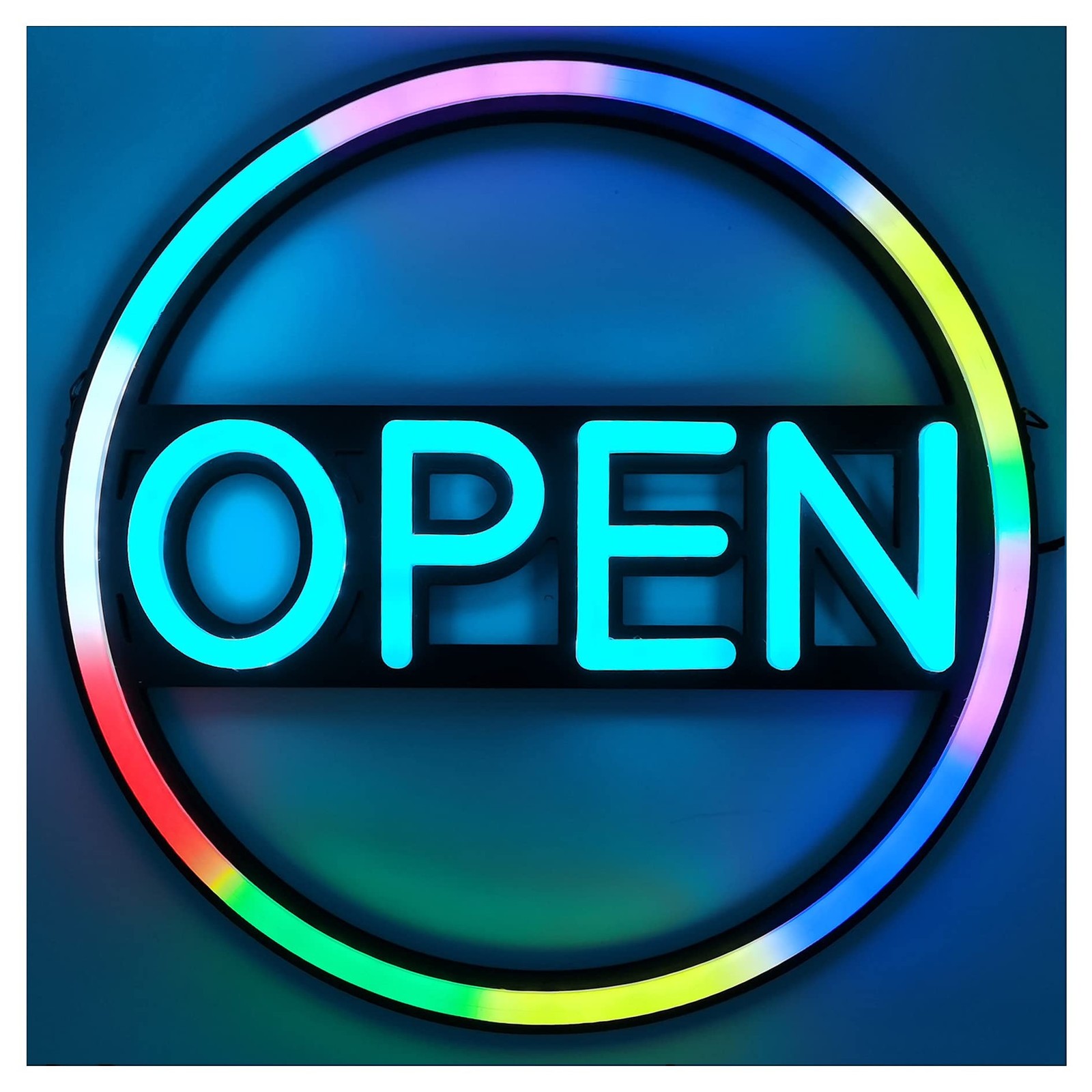Open Signs for Business,LED Neon Open Sign,16 inch Dynamic Multicolored Light...