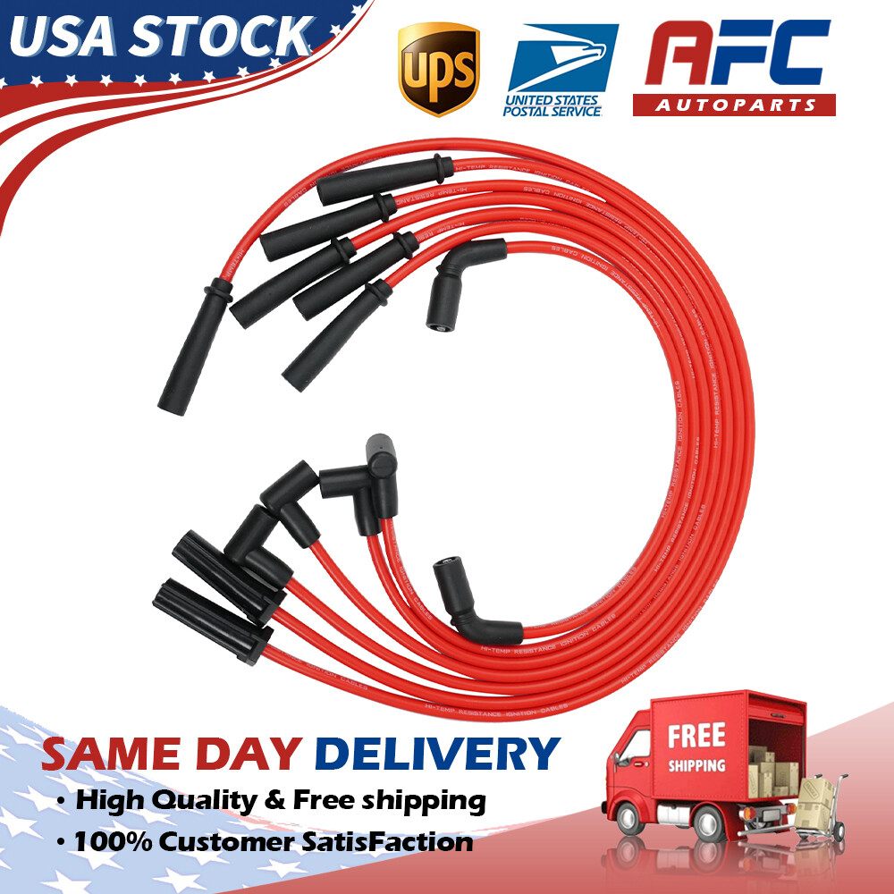 7X Red Spark Plug Wires For Chevy GMC Astro Blazer Jimmy 96-07 V6 4.3L M629182