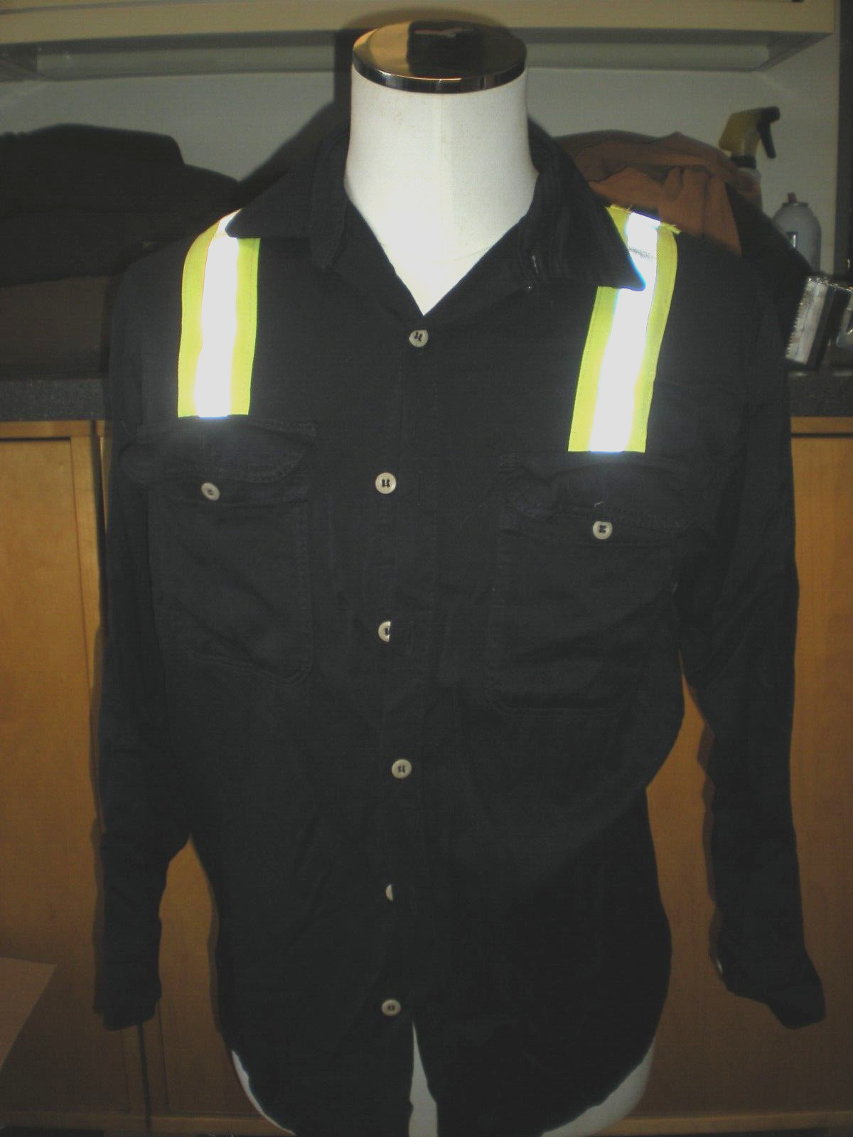 STEEL GRIP Medium NAVY/HIVIS FLAME RESISTANT COLLARD SHIRT (NEW)*