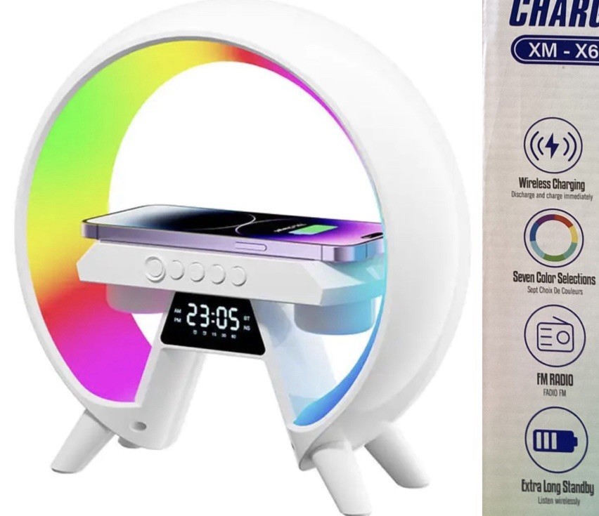 LED WIRELESS CHARGING SPEAKER SOUND MACHINE ALARM RADIO 7 COLORS