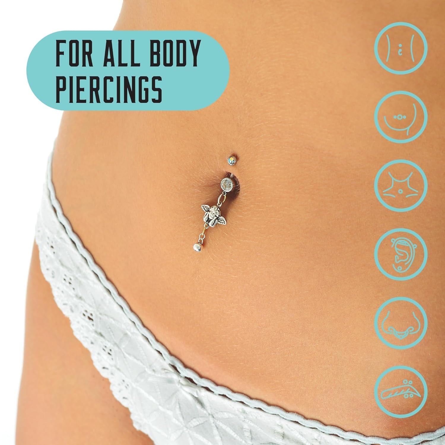 Essential Piercing Care Spray - 4oz Saline Solution for Keloids & Cleansing Duo