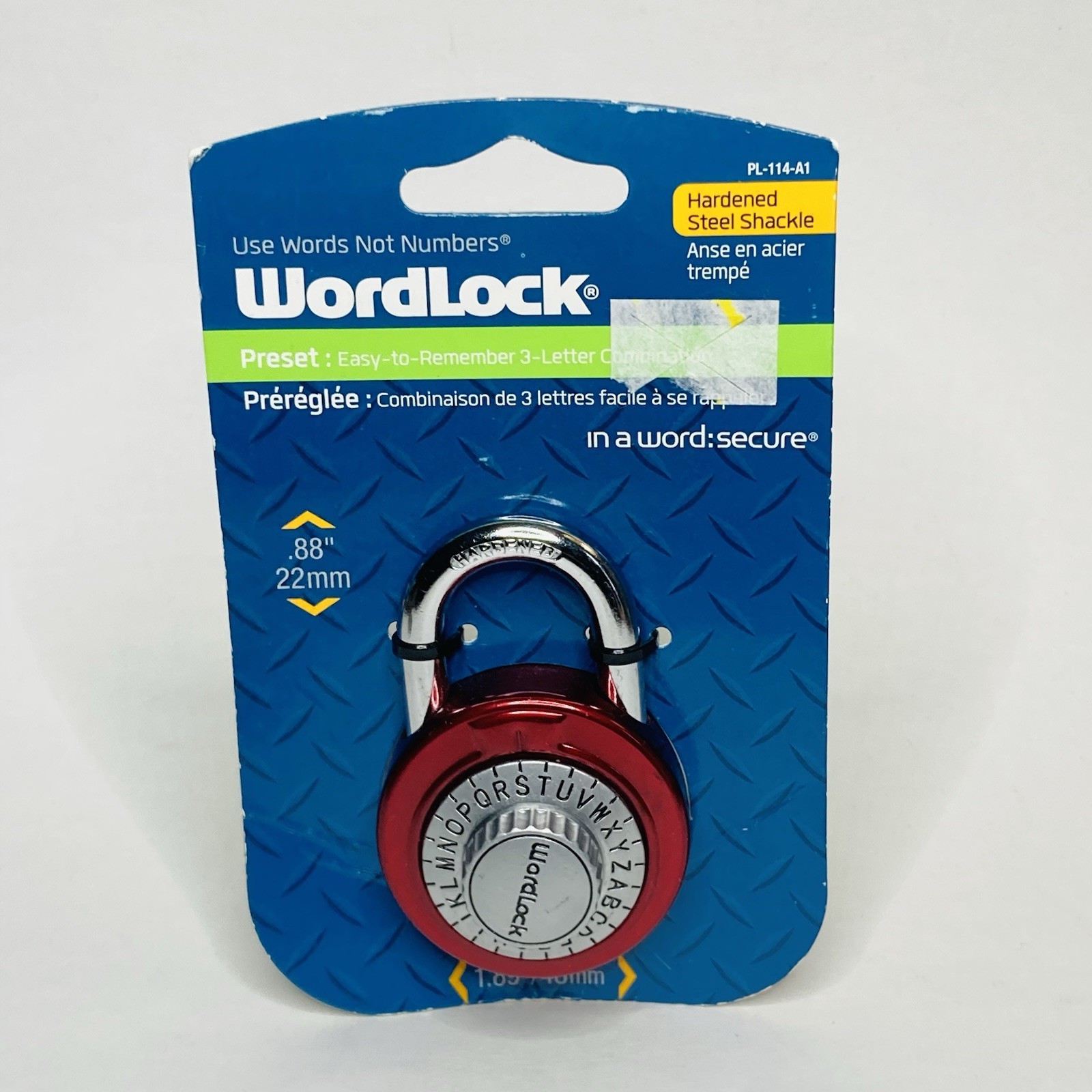 WORDLOCK 3 LETTER COMBO CODE COMBINATION LOCK - RED - Steel Shackle