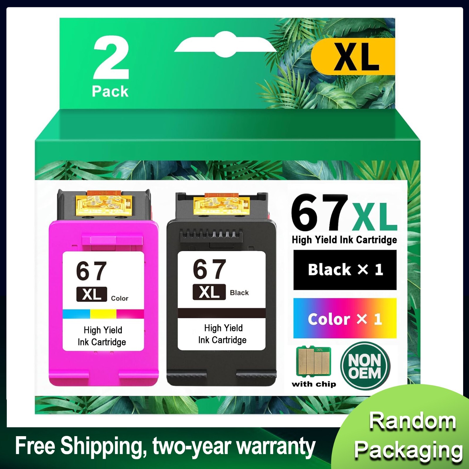67XL Ink Cartridge for HP 67 Ink Deskjet 2700e 2800e 2755e 4155e Envy 6022 6455