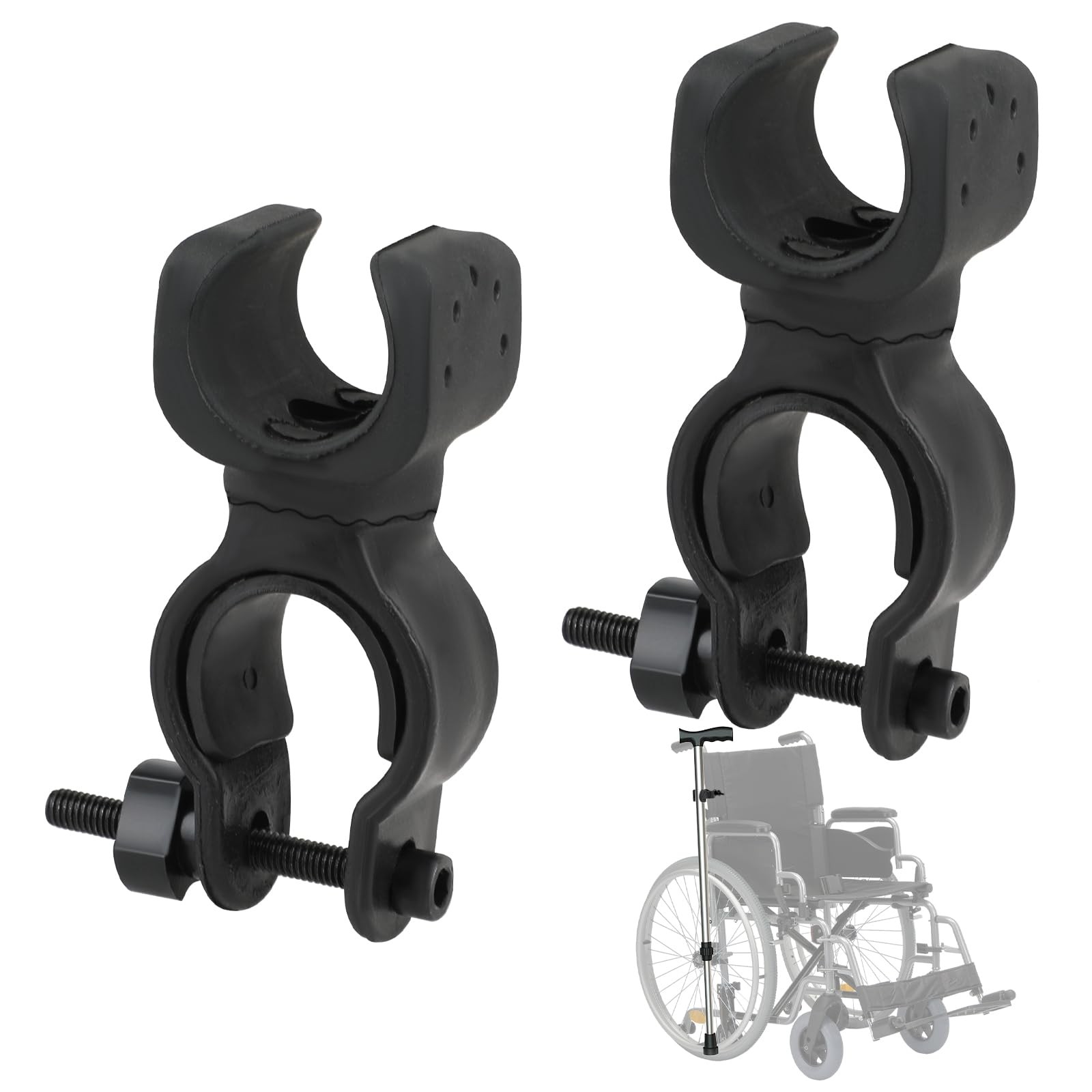 2pcs Black Cane Holder for Universal Crutches, Stick Bracket Accessories for ...