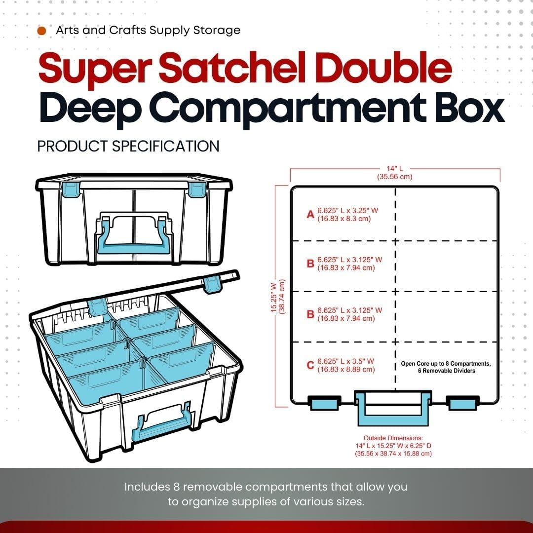 6990SA Super Satchel Double Deep Compartment Box - Art Storage with 8 Removable
