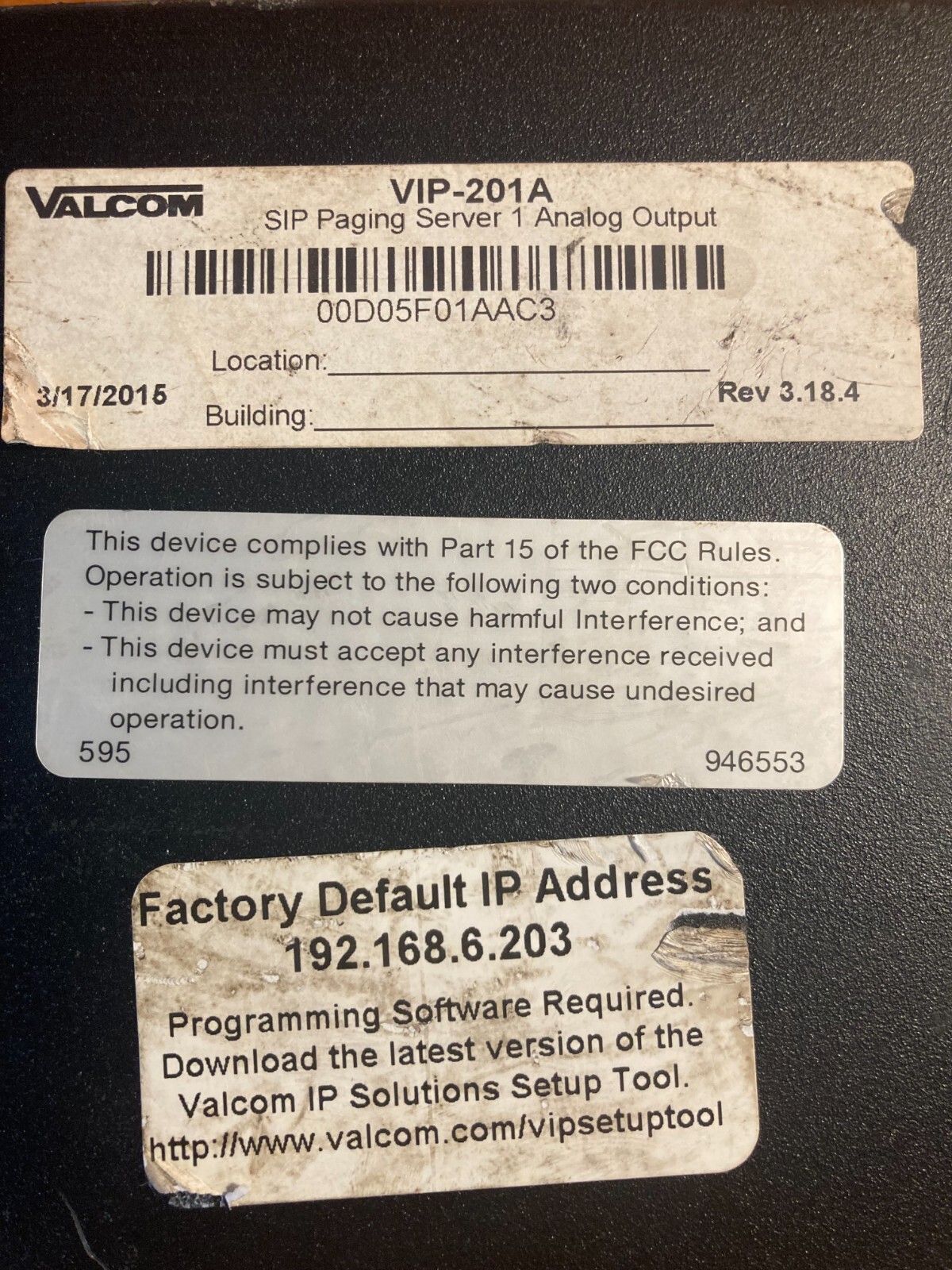 Valcom VIP-201A PagePro IP Black