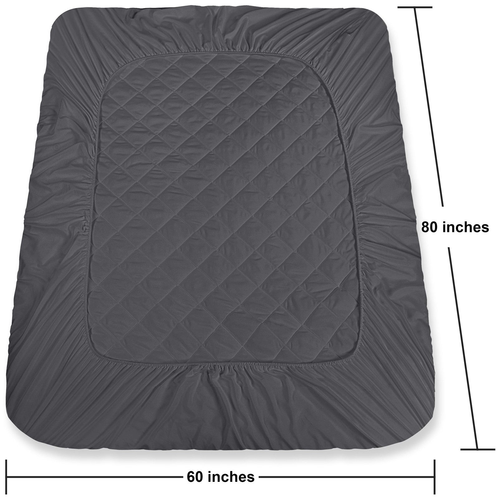 Utopia Bedding Quilted Fitted Mattress Pad, Queen (Pack of 1), Grey