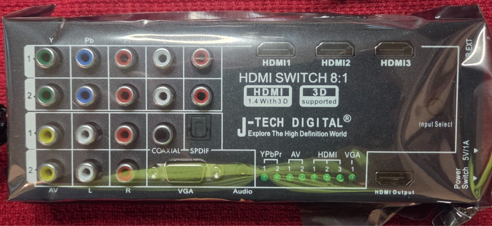 J-Tech Digital Multi-Functional 1080P Switch with Audio Extractor 8 In 1 Out