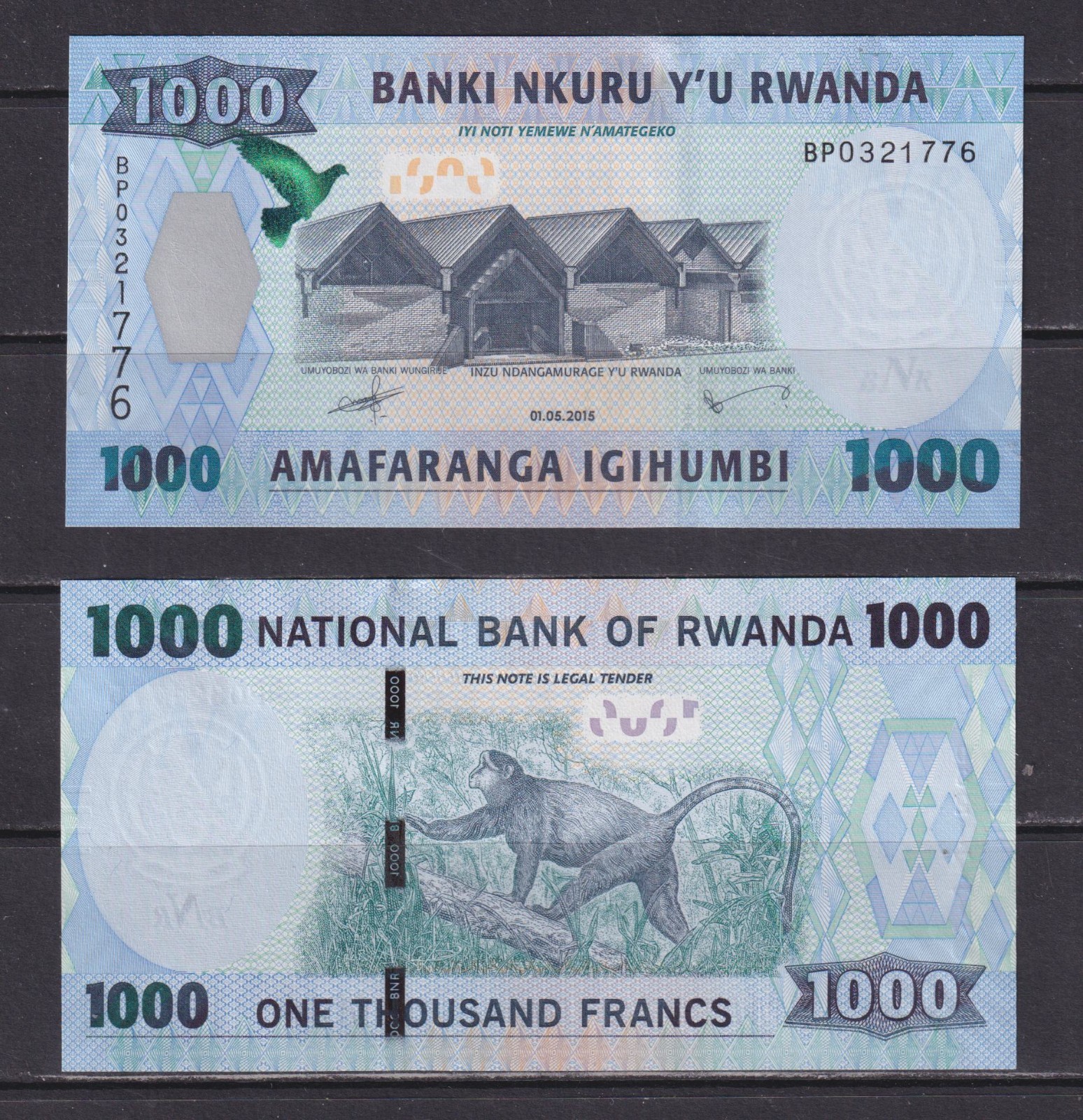 RWANDA - 2015 1000 Francs UNC