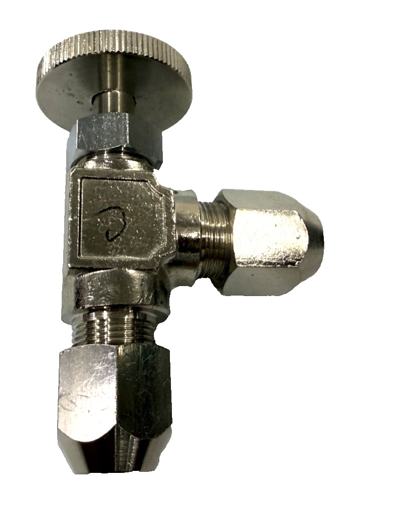 Sun Joint Co SJ Brass Angle Needle Valve 10 mm OD Tube fitting knurled knob
