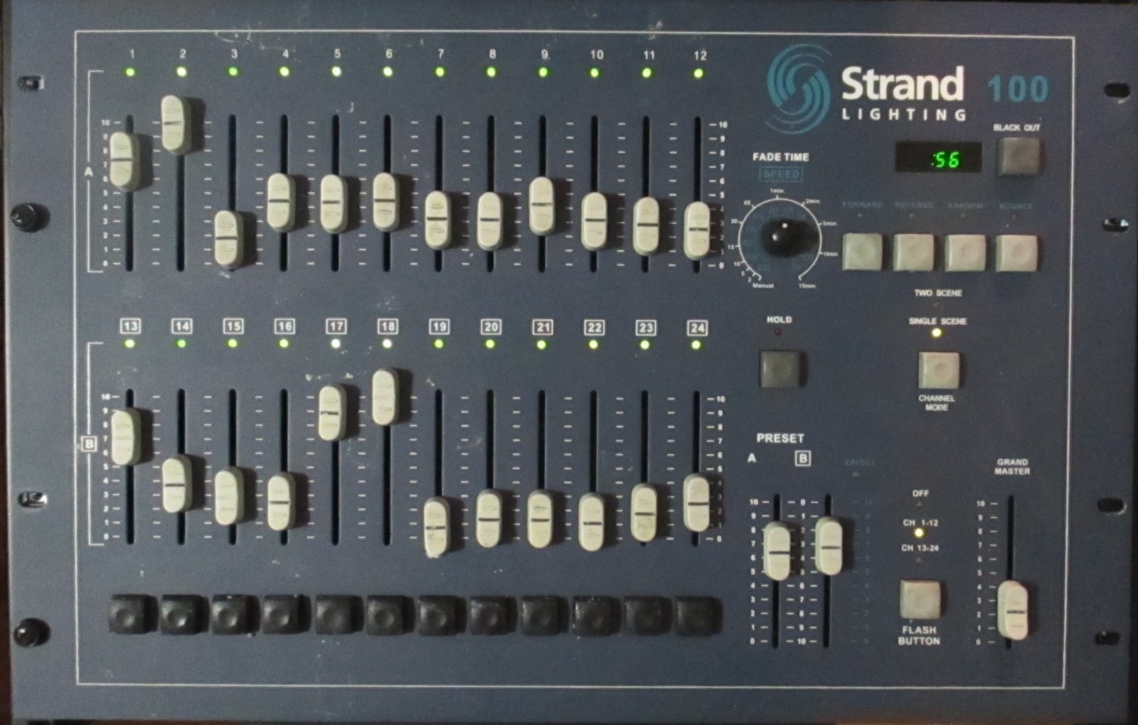 Strand Lighting 100 Console Model:61312 Mounted in Black Box for Wall Mounting
