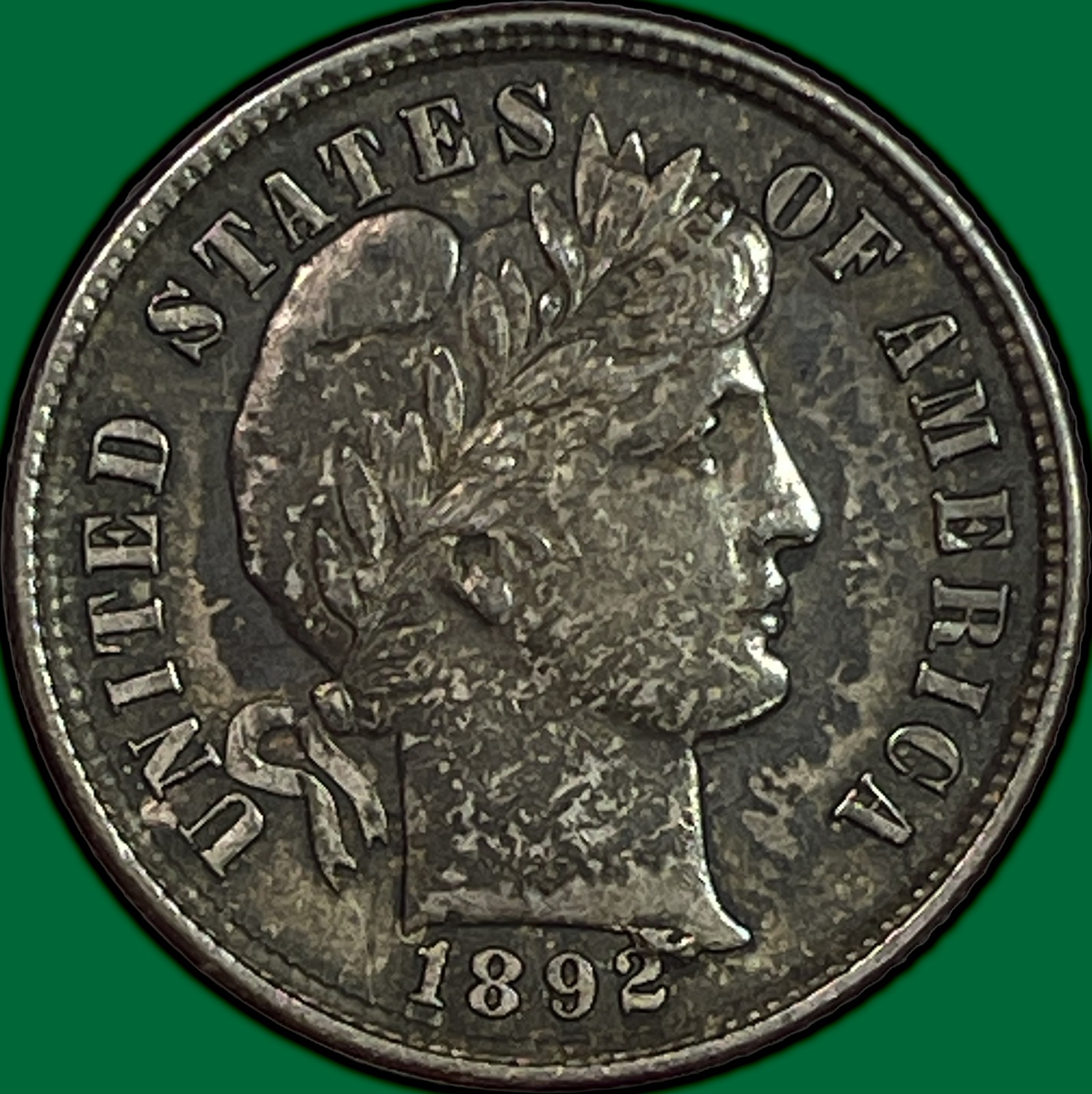 1892 Barber Dime Silver Almost Uncirculated AU Coin #29033