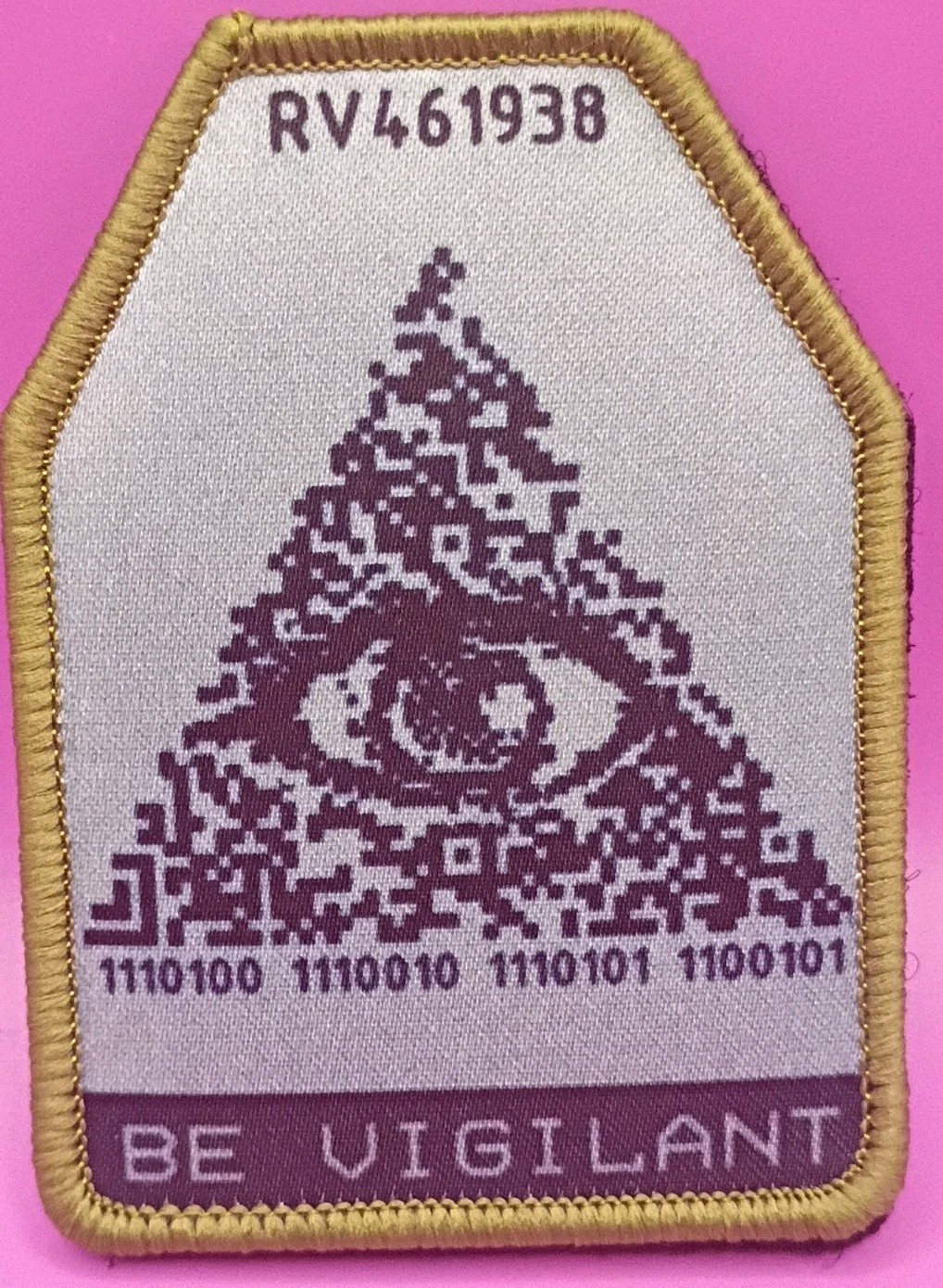 Illuminati Eye Tactical Patch Be Vigilant Binary Code Gray Olive Morale Gear