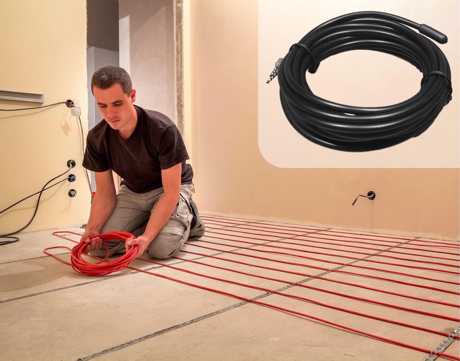 LuxHeat Temperature Floor Sensor for Radiant Under Backup Sensor, Black