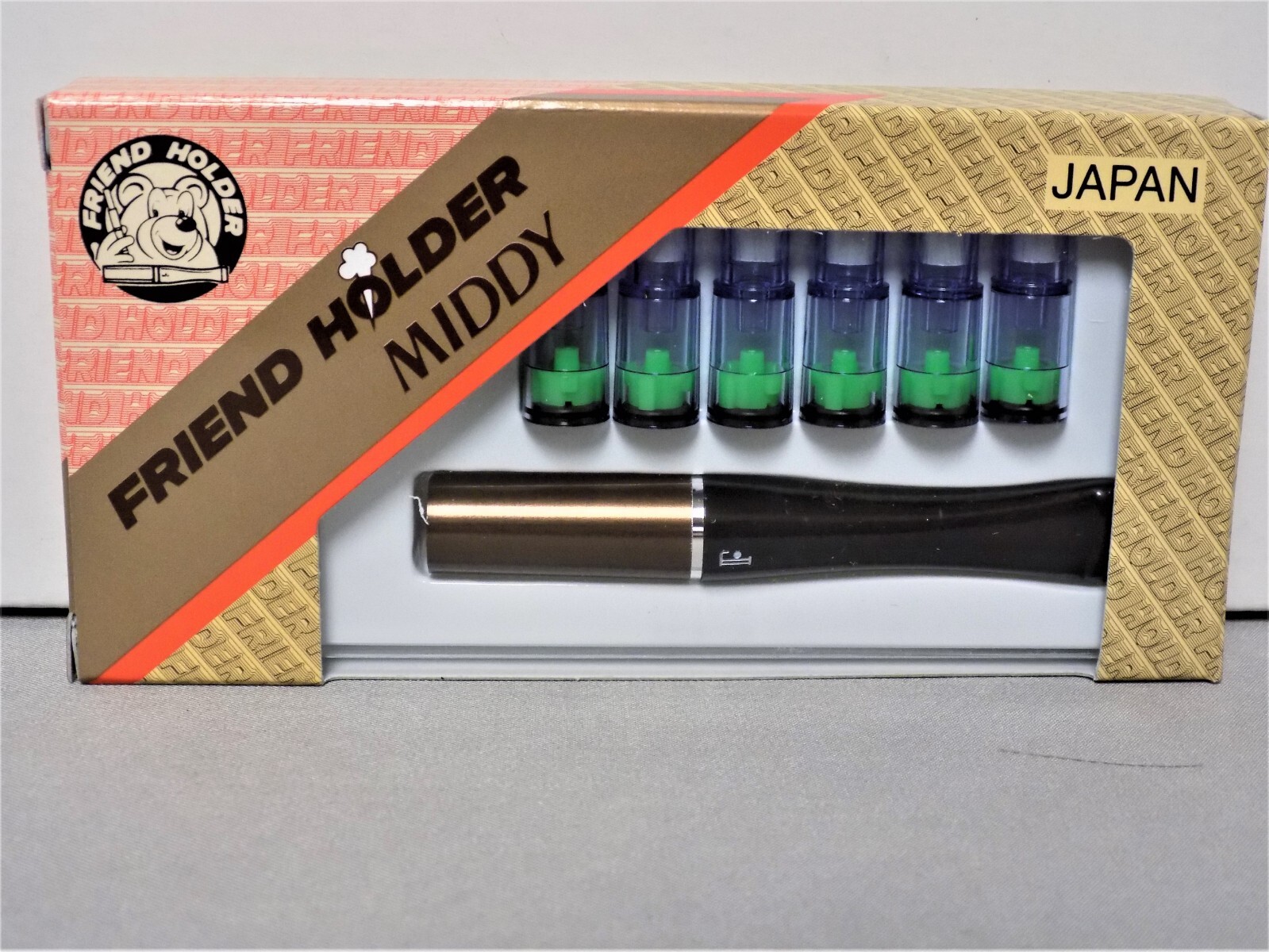 FRIEND CIGARETTE HOLDER MIDDY350 BLACK BRONZE TAR NICOTINE DOUBLE FILTER SYSTEM