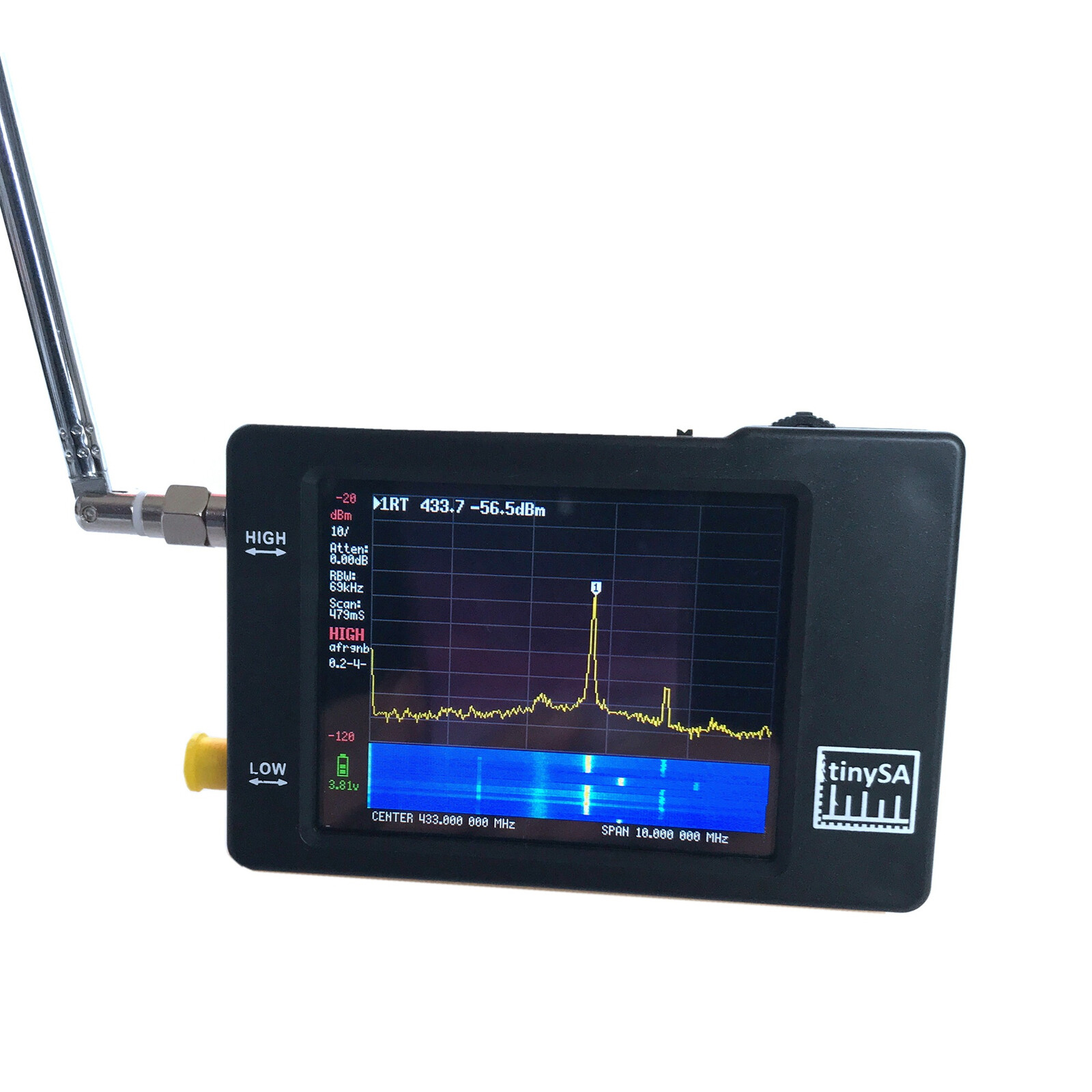 2.8" LCD 100khz-960mhz Touch Control Handheld Tiny Spectrum Analyzer Tinysa Kit