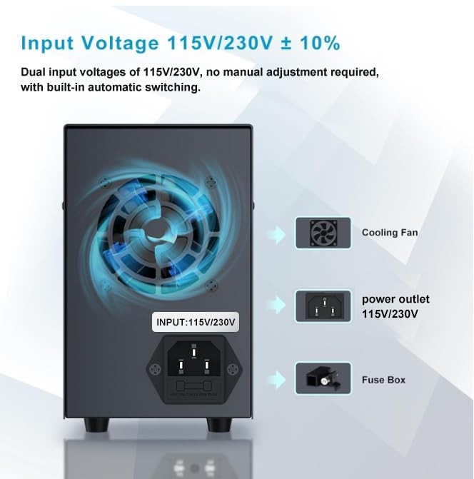 Versatile Variable DC Power Supply with USB & Type-C for Electronics Projects