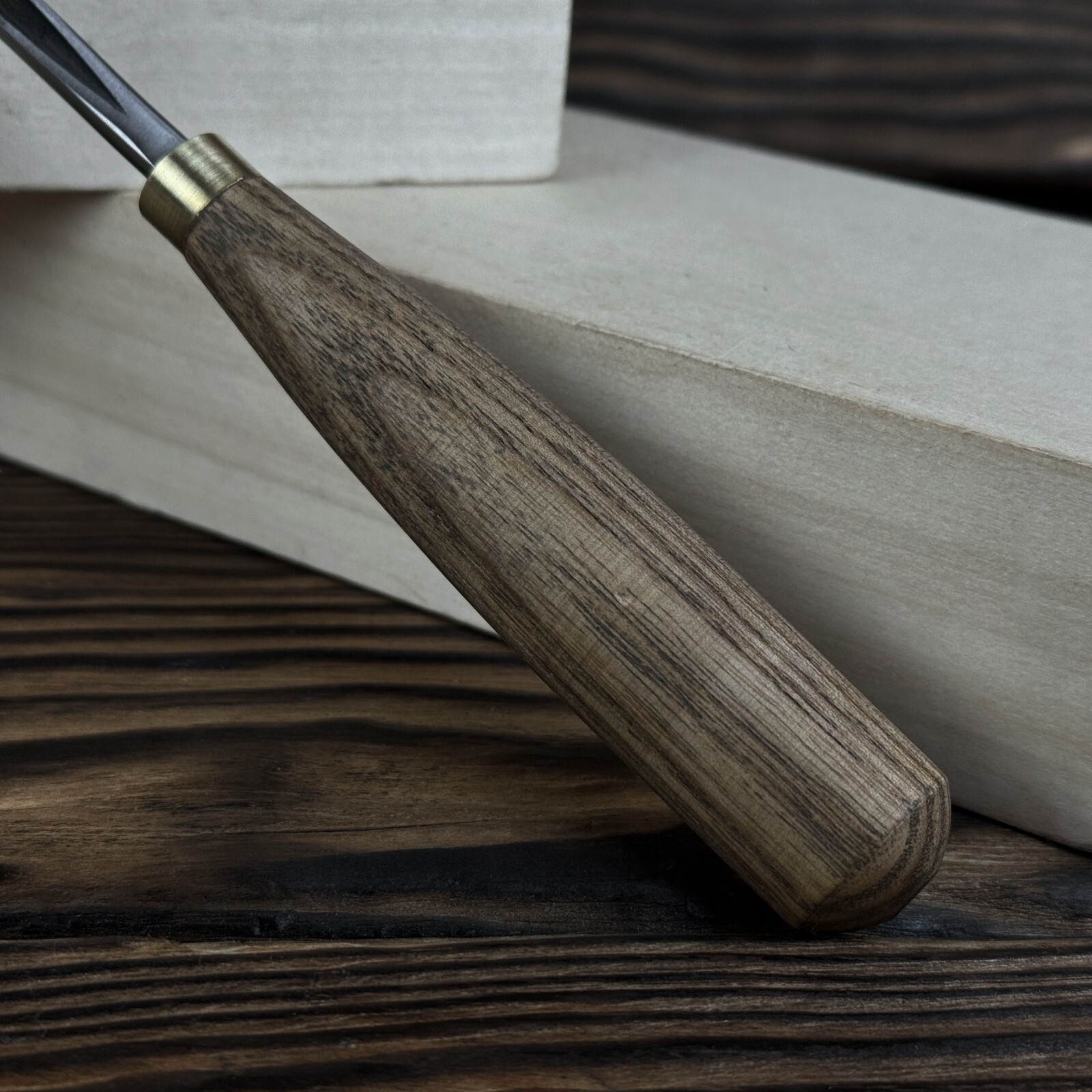 Hand-Forged V-Parting Chisel. Ash Handle Detail Tool with Sheath. Carver Gift.