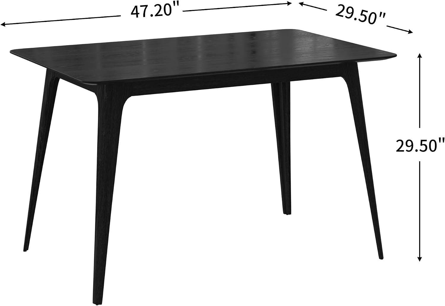 Bengi Mid - Century Modern Dining Table for 4 People, Rubberwood Kitchen Table w