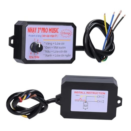 Car Horn Controller, 12-24V Adjustable Volume Levels Customizable 12 Sounds
