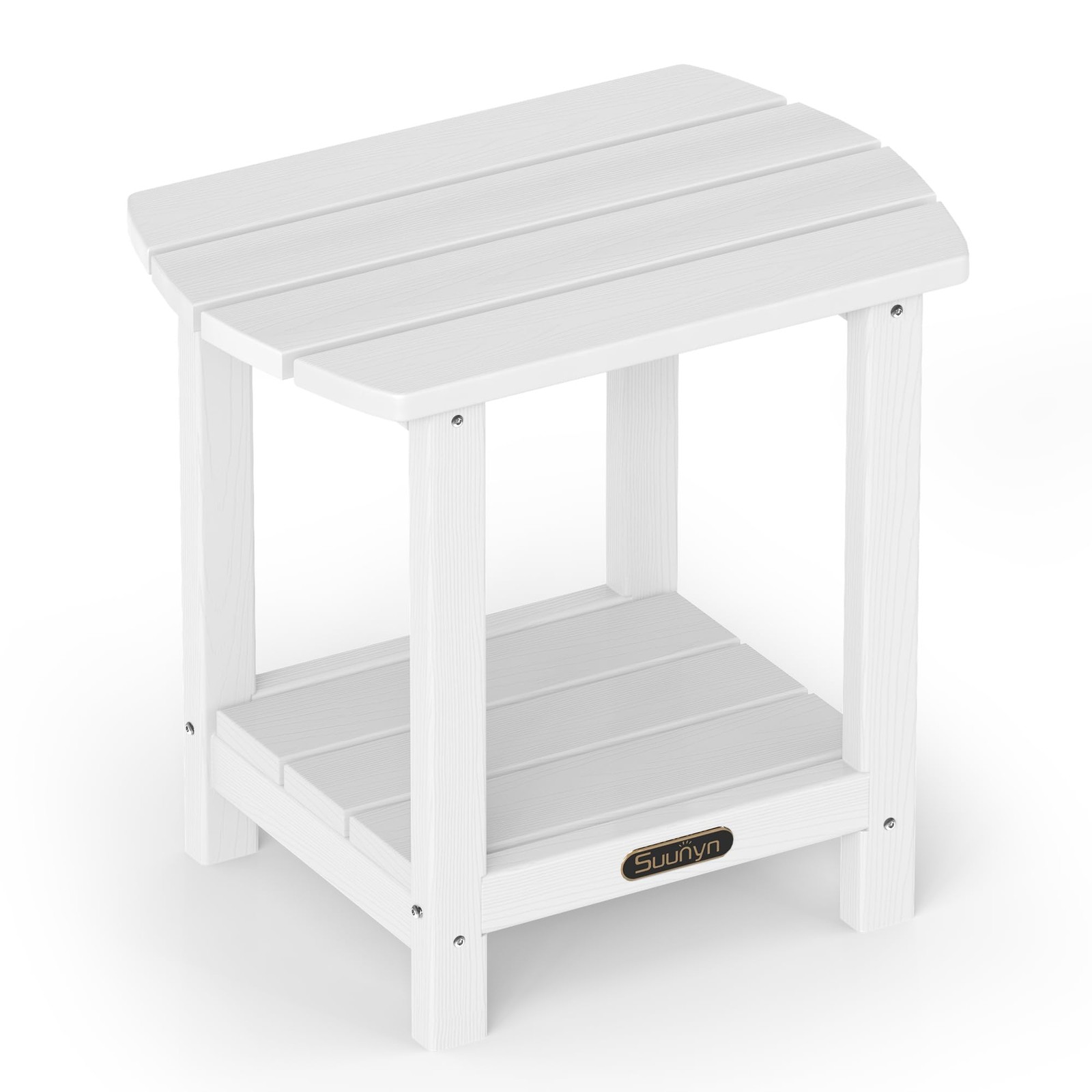 SUUNYN 2-Tier HDPE Outdoor Side Table, Adirondack Oval-2 Tier, Ivory White