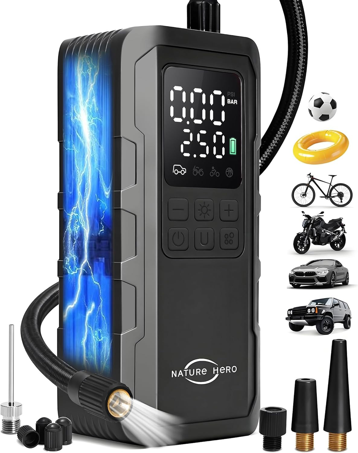 Tire Inflator Portable Air Compressor - 150PSI Cordless Portable Air Pump for Ca