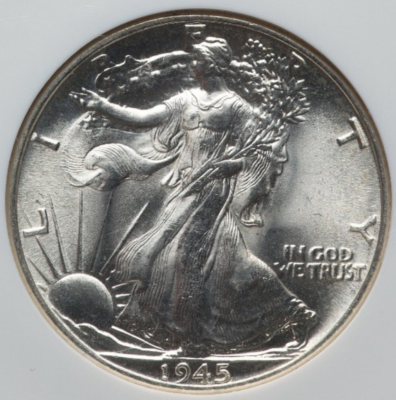 1945 Walking Liberty Half Dollar 50C NGC MS-65 Brilliant UncirculatedSilver Coin
