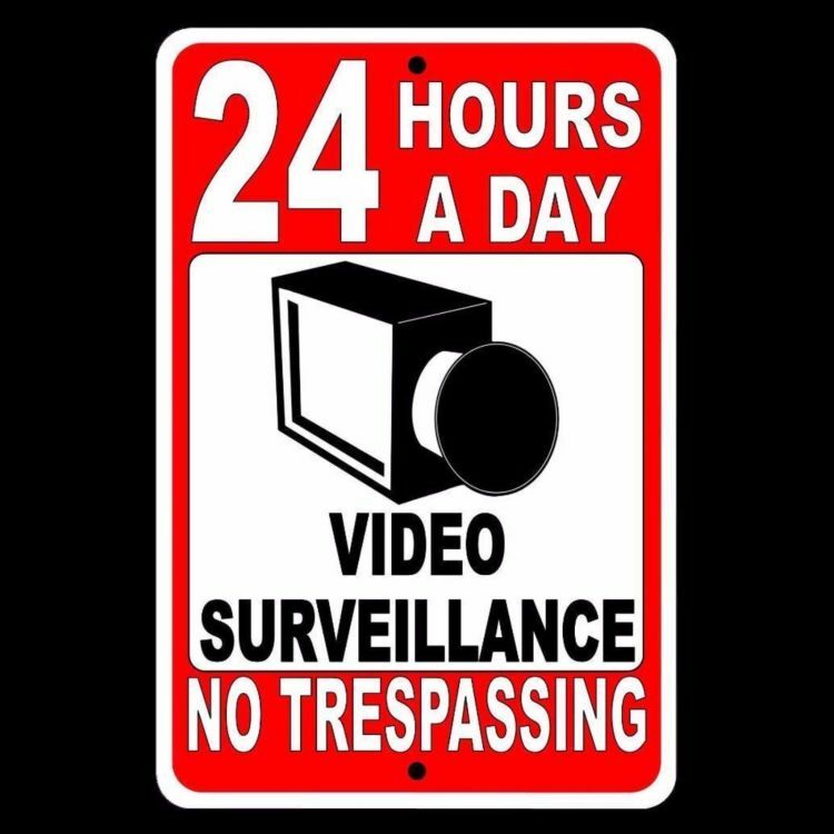 No Trespassing Property Protected 24 Hour Video Surveillance 8" x 12" Sign S12