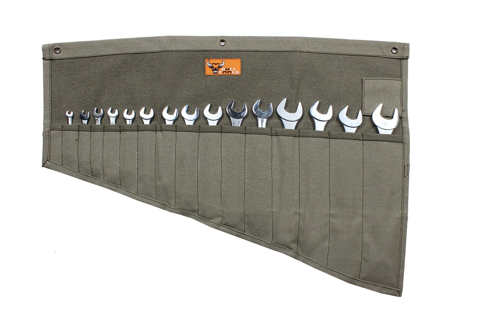 Canvas Wrench Roll Organizer, 16 Pocket Wrench Pouch, Metric SAE Canvas